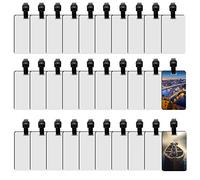 30 pcs Sublimation Luggage tag Blanks White Blank Travel Bag Baggage Tags with Strap Double Sided MDF Suitcase Label Tag with Slots