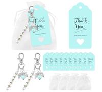 30 Pcs Thank You Gift Angel Keychains, Guardian Angel Keychains Guardian Angel Pendants Guest Gift Set Communion Favours Christening Wedding Favours Baby Shower Birthday Giveaway for Guests (Blue)