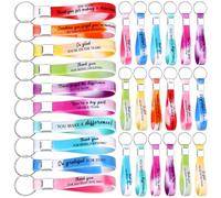 30 Pcs Thank You Keychain Bulk Employee Appreciation Gift Motivational Silicone Key Ring Inspirational Quote Keychains Staff Appreciation Gifts for Teacher Coworker Team Back to School Party Favors