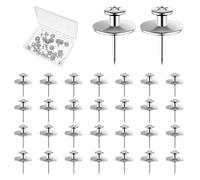 30 PCS Thumbtacks for Hanging Double Headed Picture Hanging Nails Metal Silver Small Photo Hang Hook Pins Heavy Duty Long Tacks Wall Hooks for Bulletin Board Poster Pins Home Office Map Decor