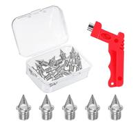 30 PCS Track Spikes - Sturdy Steel Cross Country Silver Golf Shoe Spikes with Spike Wrench for Track Shoes Sports Sprint Long Jumping Running Jogging Hiking
