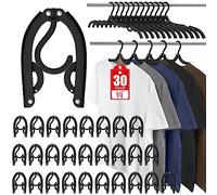30 Pcs Travel Hangers Portable Foldable Travel Hanger Organizer Plastic Travel Accessories Essentials Clothes Drying Rack Folding Hangers for Traveling Camping RV Cruises Black