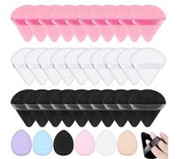 30 Pcs Triangle Powder Puffs 6 Pcs Mini Finger Makeup Sponges Puff，Finger Puff Triangle Soft for Pressed Powder Loose Powder， Cosmetic Loose Powder Body Powder Wet Dry Foundation Beauty Tool