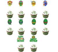 30-pcs Turtle Cupcake Toppers Anime Hero Cupcake Toppers Happy Birthday Turtle Weapon Decorations for Boy Girl Kids Birthday Party Turtle Cupcake Party Supplies