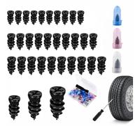 30 PCS Tyre Repair Kit Rubber Nails Screws, Car Puncture Vacuum Tyre Repair Nails Plug with Screwdriver Storage Box Fast Self-Service Spiral for Car Motorcycle Truck Bike (10S+10M +10L+Screwdriver)