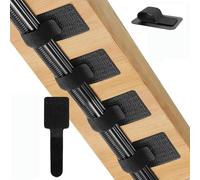 30 PCS Under Desk Cable Management, Self Adhesive Cable Tidy Clips Straps, Sticky-Back Hook and Loop Cable Ties Cord Organizer, Wire Organizer for TV PC Laptop Ethernet Desktop, Black, Small