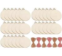 30 Pcs Unfinished Round Wooden Discs with Holes,Large Wood Ornaments Christmas Decoration, 4.7* 4 In Pre Drilled Natural Blank Wood Slices,With 3 Root Jute Twine(1 meter) for DIY Craft (Random colors)