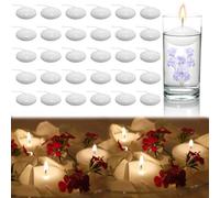 30 Pcs Unscented White Floating Candles in Water, 3.8x1.5cm Smokeless for Wedding, Christmas & Decoration