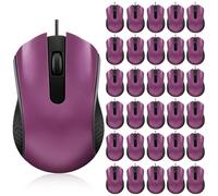 30 Pcs USB Wired Mouse Computer 3 Button Mice Bulk Corded USB Mouse for PC Desktop Laptop Computer Office School Home Classroom Supplies (Purple)