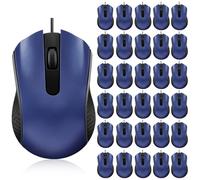 30 Pcs USB Wired Mouse Computer 3 Button Mice Bulk Corded USB Mouse for PC Desktop Laptop Computer Office School Home Classroom Supplies (Blue)