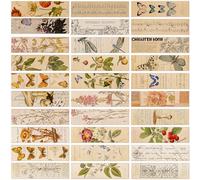 30 Pcs Vintage Paper Bookmarks Bulk, Natural Style Bookmark with Butterfly Flower Plant, Vintage Aesthetic Bookmarks for Book Lovers, Students, Women, Pretty Book Markers for Gift Decoration