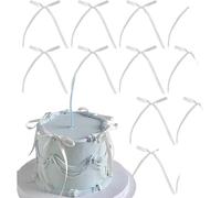 30 Pcs White Bow Cake Toppers - Coquette Aesthetic Ribbon Decorations For Cupcakes, Vintage Supplies Party For Bridal Themed