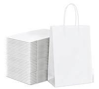 30 Pcs White Paper Bags with Twist Handles, 120 GSM Kraft Small White Party Bags Plain Gift Bags for Kids Adults Party Favors Birthdays Christmas Baby Showers Weddings Retail and Sweet (21x8x15cm)