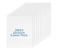 30 Pcs White Plastic Sheets for Crafts, 20x25cm Polypropylene Sheets, 0.5mm Thick Lightweight PP Sheets for Arts, Crafts, Modeling, and Architectural Sand Table Models