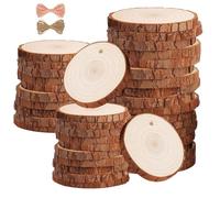 30 Pcs Wood Slice Unfinished Predrilled Log Discs Wooden Circles 3 Sizes Log Slices for DIY Crafts