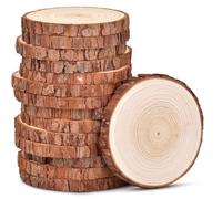 30 Pcs Wooden Circles，Craft Wood Kit, Unfinished Natural Wood Slices, Tree Slices with No Hole, DIY HandcraftsArts,Centerpieces,Ornaments, Party(Size:10-12cm（3.9-4.7in）)