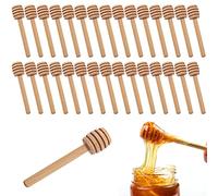 30 Pcs Wooden Honey Sticks, 8.2cm Individually Wrapped Honey Dipper Sticks, Dispense Drizzle Honey, Household Mini Honey Dippers, Honey Spoon, for Jam Honey Collecting Stirring Honey Jar Use
