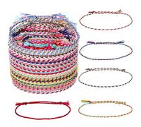 30 Pcs Woven Wrap Friendship Bracelets, 30 Mixed Colors Handmade Adjustable Friendship Bracelets for Women Men, Braided Colorful Tassels Cotton Rope String Bracelet for Women Men Decor Accessory