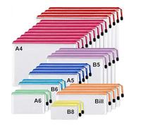 30 PCS Zip Folders 8 Different Size Zip Lock Bags Mesh Plastic Wallets Folders Waterproof Plastic Zipper Wallets Plastics Document Wallet File Folders Document Bag of (B4 A4 B5 A5 B6 A6 B8 Bill)