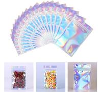 30 pcs Zip Lock Bag,Holographic Rainbow Reusable Laminated PET, Aluminum Foil Rectangular Zipper Bags for Goodie, Candy, Cookies, Party, Jewelry(10.5x15cm/4x5.9inch)