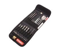 30 Piece Bit Set. Comprehensive Range of Drills, Driver Bits and Countersinks in Heavy Duty Fabric Wallet
