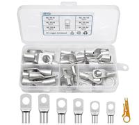 30 Piece Cable Lugs Set, Tinned Copper Ring Terminals, 16-35 mm², M8 M10 Copper Terminals, Tin-Plated Copper Crimp Connectors for Car, Motorcycle, Boats