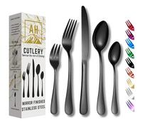 30 Piece Cutlery Set in Black Colour Service for 6, High-Grade Mirror Finish Tableware, Stainless Steel Flatware Serving Set, Dishwasher Safe Forks, Knives, & Spoons, Easy Clean