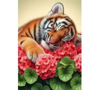 30 Piece Jigsaw Puzzles for Adults Animal Tiger Flowers Challenging Puzzle Educational Games Puzzle for Adults 30 Pieces Family Game Great Gift Idea, 9.8 x 7.9 inch