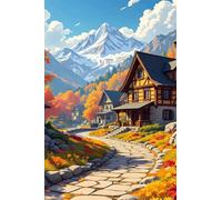 30 Piece Jigsaw Puzzles for Adults, Educational Games, Difficult, Logic Puzzles, Snowy Mountain Town Puzzles for Adults, Puzzle 30 Pieces