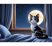 30 Piece Jigsaw Puzzles for Adults, Impossible Hard Difficult Challenging jigsaw puzzle 30 pieces adult Puzzles Classic Educational Games 25x20cm,Moon Window Cat
