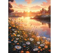 30 Piece Jigsaw Puzzles for Adults, Impossible Hard Difficult Challenging jigsaw puzzle 30 pieces adult Puzzles Classic Educational Games 25x20cm,Sunset Lake Flowers