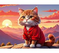 30 Piece Jigsaw Puzzles for Adults, Impossible Hard Difficult Challenging jigsaw puzzle 30 pieces adult Puzzles Classic Educational Games 25x20cm,Red Coat Cat