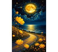 30 Piece Jigsaw Puzzles for Adults, Moon Highway Flower 9.8x7.9 inch, Challenging Brain Teaser Puzzle, Premium Cardboard Hobby Gift for Adults & Seniors