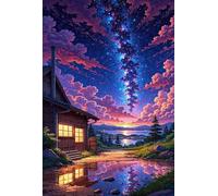 30 Piece Jigsaw Puzzles for Adults Starry Night Cottage Challenging Puzzle Educational Games Puzzle for Adults 30 Pieces Family Game Great Gift Idea, 9.8 x 7.9 inch