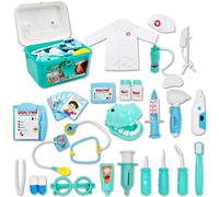 30-Piece Medical Role Play Kit With Light & Sound Stethoscope, Lab Coat, Cap & Accessories