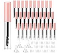30 Pieces 10 ml Empty Mascara Tubes Eyelash Wand Refillable Clear Bottles Cream Container with 4 Pieces Transparent Funnels Transferring Castor Oil for DIY Cosmetics, Pink,
