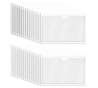 30 Pieces 10 x 8 Cm/3.9 x 3.1 Inch Self-Adhesive Business Card Pockets, Self-Adhesive Index Card Holder with Top Open for Loading, Index Card Pockets Clear for Business Cards, Label