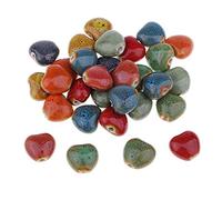 30 Pieces 15mm Heart Bead Flower Glaze Charm Ceramic Beads Porcelain Bead DIY Handmade Braided Bracelet Material Vintage Fashion Jewelry Findings