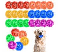 30 Pieces 2.5 Inches Squeaky Dog Toy Balls Spiky Dog Balls Chew for Teething Durable High Bounce 6 Colors TPR Fetch Water Toy for Puppy Small, Medium Dogs Aggressive Chewers Clean Teeth and Training