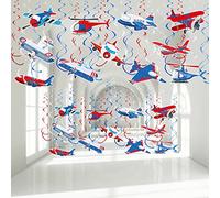 30 Pieces Airplane Hanging Swirls Decoration Airplane Party Supplies Plane Foil Swirls Whirls Ceiling Whirls Hanging Spiral Streamers for Plane Theme Baby Shower Birthday Party Favors