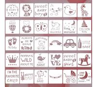 30 Pieces Baby Shower Stencils 5x5 Inch Reusable Painting Stencils Baby Onesie Stencil Mixed Sets Painting Templates for Small Animals DIY Art Painting
