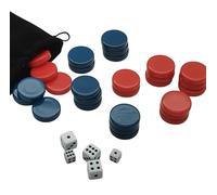 30 Pieces Backgammon Checkers Replacement Set Checker Board Games Playing Game Chips with 5 Dice Come with Drawstring Storage Pouch (Red&Blue 1.25 inch)