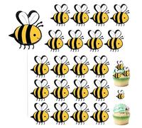 30 Pieces Bee Cake Toppers, Double Layer Bee Card Cupcake Toppers, Little Bee Cake Decorations, Bees Cupcake Picks for Baby Shower Boys Girls Birthday Party