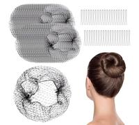 30 Pieces Black Hair Net Set, Invisible Nylon 20" Hairnets with 40 U Shaped Pins, Disposable Elastic Hair Mesh Nets for Buns Sleeping Ballet Food Service Workers Wig Women Men