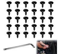 30 Pieces Black Wheel Splash Guard Bolt Retainers with Star Wrench L-Shape, Fender Liner Auto Body Engine Cover, Hex Self-Tapping Screws for Vehicle Maintenance Repair