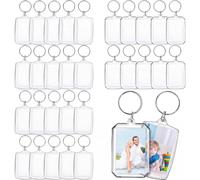 30 Pieces Blank Photo Keyrings, Clear Acrylic Picture Keychain