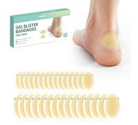 30 Pieces Blister Plasters for Feet - Welnove Invisible Hydrocolloid Gel Blister Bandages - Blister Cushions for Heel, Toe & Foot, Water Resistant Bandages(Heel Pack)