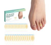 30 Pieces Blister Plasters for Feet - Welnove Invisible Hydrocolloid Gel Blister Bandages - Blister Cushions for Heel, Toe & Foot, Water Resistant Bandages(Toe Pack)