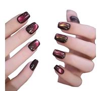30 Pieces Cats Eye Short False Easy to Apply Stick on Manicure Accesories for Women Fall Winter Colors