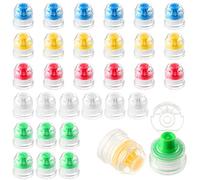 30 Pieces Colorful Push Pull Replacement Caps 28mm Reusable Sport Bottle Lid PE Bottle Caps Safe Pop Up Twisted Soda Water Bottle Compatible for Office Workout Outdoor Sports